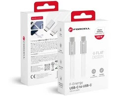 USB C į USB C laidas Forcell F-Energy QC4.0 PD 5A 100W Cafule Flat 1,2m CCFN23 baltas