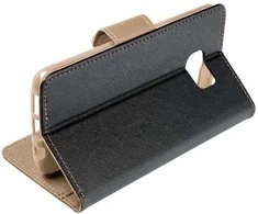 Oem FANCY Book dėklas skirtas Samsung Galaxy S24 Plus juodos spalvos / aukso spalvos