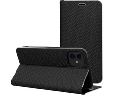 OEM atverčiamas dėklas iPhone 14 Luna Book Carbon juodas