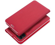 Dėklas Oem Flip case for iPhone 16 Luna Book Carbon red