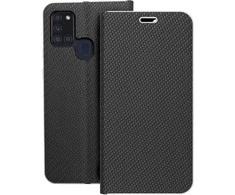 Dėklas Oem LUNA Book Carbon skirtas Samsung Galaxy A21s juodos spalvos