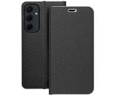 Dėklas Oem LUNA Book Carbon skirtas Samsung Galaxy A35 5G juodos spalvos