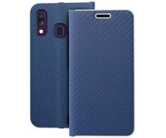 Dėklas Oem LUNA Book Carbon skirtas Samsung Galaxy A40 mėlynos spalvos