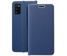 Dėklas Oem LUNA Book Carbon skirtas Samsung Galaxy A41 mėlynos spalvos