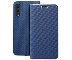 Dėklas Oem LUNA Book Carbon skirtas Samsung Galaxy A50 mėlynos spalvos
