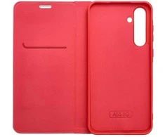 OEM LUNA Book Carbon dėklas Samsung Galaxy A50, raudonas