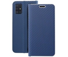 Dėklas Oem LUNA Book Carbon skirtas Samsung Galaxy A51 mėlynos spalvos