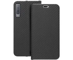 Dėklas Oem LUNA Book Carbon skirtas Samsung Galaxy A7 2018 juodos spalvos
