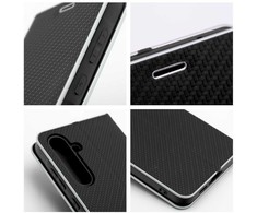 Dėklas Oem LUNA Book Carbon skirtas Samsung Galaxy S24 juodos spalvos