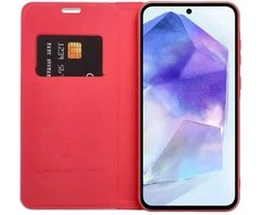 Forcell OEM LUNA Book Carbon dėklas Xiaomi Redmi Note 13 Pro 4G / POCO M6 Pro 4G, raudonas