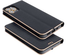 Dėklas Oem LUNA Book Gold skirtas Samsung Galaxy A34 5G juodos spalvos