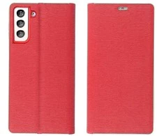 Dėklas OEM LUNA Book auksinis sijonas Samsung Galaxy S24 raudonas