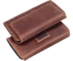 Dėklas Oem ROYAL Crazy Horse universal horizontal leather belt holster dydis M skirtas Apple iPhone 12 Mini / 13 Mini / Samsung Galaxy A40 / S8 / Xiaomi 12 / Redmi 5A rudos spalvos