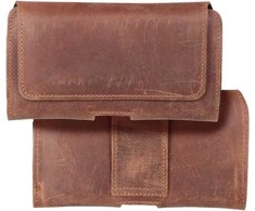 Dėklas Oem ROYAL Crazy Horse universal horizontal leather belt holster dydis M skirtas Apple iPhone 12 Mini / 13 Mini / Samsung Galaxy A40 / S8 / Xiaomi 12 / Redmi 5A rudos spalvos