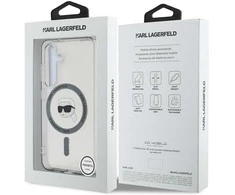 Karl Lagerfeld Button Karl Head Printed Logo MagSafe Samsung Galaxy S25 dėklas telefonui juodos spalvos
