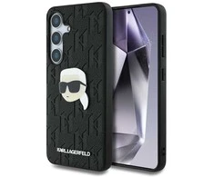 Karl Lagerfeld Leather Monogram Pin Logo Karl Head - dėklas skirtas Samsung Galaxy S25+ Juodas