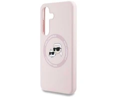 Dėklas Karl Lagerfeld Silicone Double Heads And Circle MagSafe Samsung Galaxy S25+ rožinės spalvos