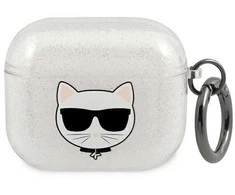 Karl Lagerfeld KLA3UCHGS AirPods 3 dėklas sidabro spalvos Glitter Choupette