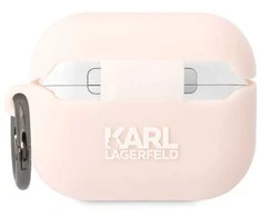 Apple AirPods Pro Karl Lagerfeld silikoninis Choupette Head 3D light ausinių dėklas rožinės spalvos