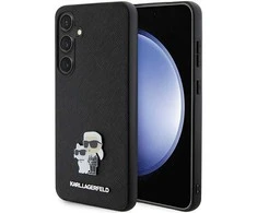 Samsung Galaxy S24 Karl Lagerfeld dėklas Saffiano Karl &amp; Choupette Metal Pin (KLHCS24SPSAKCMPK) juodos spalvos