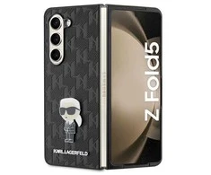 Karl Lagerfeld KLHCZFD5SAPKINPK Z Fold5F946 kietas dėklas juodos spalvos Saffiano Monogram Ikonik Pin