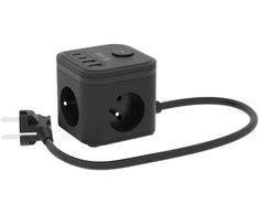 KERG SMART – 3 LIZDŲ MAITINIMO LIZDAS + USB-A+USB-C ĮKROVIKLIS 1,5M 3×1,5MM2 H05VV-F 16A/250V