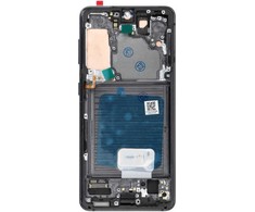 LCD ekranas, skirtas SAMSUNG S21 5G, pilkas, minkštas OLED su rėmeliu