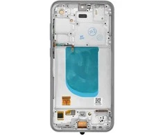 Zila LCD ekranas, skirtas „Samsung S23 FE“ kietajam OLED telefonui su rėmeliu.
