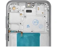 Zila LCD ekranas, skirtas „Samsung S23 FE“ kietajam OLED telefonui su rėmeliu.