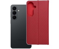 Oem Dėklas su klapką na Samsung S26 PLUS Luna Book Carbon raudona