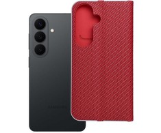 Oem Dėklas su klapką na Samsung S26 Luna Book Carbon raudona