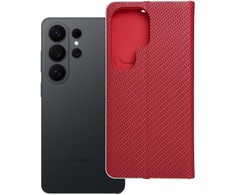 Oem Dėklas su klapką na Samsung S26 ULTRA Luna Book Carbon raudona