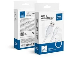 Blue Star USB A tipo į „Lightning“ tipo maitinimas, mėlynas, žvaigždės formos, 2,4A, 1 m, DC-001AL2.4 baltas