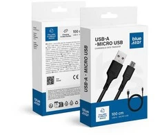 USB A į Micro USB kabelis Blue Star 2A 1 m DC-001AM2.0 juodas