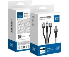 BlueStar Laidas 3in1 USB A į Lightning / Micro USB / USB C Blue Star 2,4A su pynimu 1,2 m TFK-DC-010 juodas