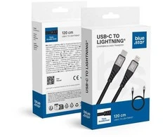 BlueStar Cable USB C to Lightning Blue Star 2,4A with braid 1,2 m TFK-DC-003 juodas