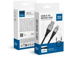BlueStar USB A į Micro USB Blue Star 2A kabelis su pyne 1,2 m TFK-DC-003 juodas