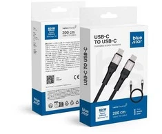 BlueStar Cable USB C do USB C Blue Star 3A 60W PD QC4.0 with braid 2 m TFK-DC-004 juodas