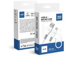 USB A į Micro USB kabelis Blue Star 2A 1 m DC99M baltas