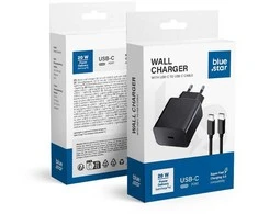 BlueStar Įkroviklis Blue Star (TFB-TC-20W) + "USB-C (Type-C) to "USB-C (Type-C)" (1xUSB-C 20W) juodas