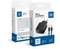 BlueStar Įkroviklis Blue Star (TFB-TC-25W) + "USB-C (Type-C) to "USB-C (Type-C)" (1xUSB-C 25W) juodas