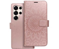 Oem MEZZO Book dėklas skirtas Samsung Galaxy S25 Ultra mandala rožinio aukso spalvos