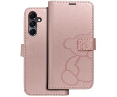 Oem Dėklas su klapką na Samsung A16 5G Mezzo Book teddy bear złoto-rožinė