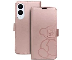 Oem MEZZO Book dėklas skirtas Samsung Galaxy S25 Edge teddy bear rožinio aukso spalvos