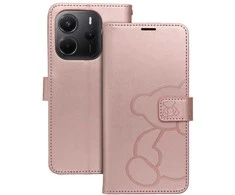 Greengo Oem MEZZO Book dėklas skirtas Xiaomi Redmi Note 14 4G (GLOBAL - 164,84mm x 78,15mm x 8,16mm) teddy bear rose auksinis