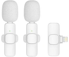 OEM belaidis prisegamas mikrofonas „Lightning“ dvigubas (2 komplekte) K1 baltas