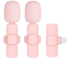 Oem Belaidis lavalier mikrofonas Lightning double (2 komplekte) K1 rožinis