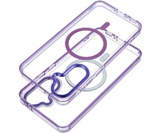 Dėklas, skirtas „Samsung A37 Frame Clear Hybrid Mag Cover“, suderinamas su „MagSafe“, violetinis