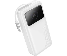 Powerbank 20000 mAh QC PD 22,5W 2A with built-in telescopic cable USB C Hoco Q41 baltas