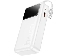 Powerbank 20000 mAh QC PD 22,5W 2A with built-in telescopic cable USB C Hoco Q41 baltas